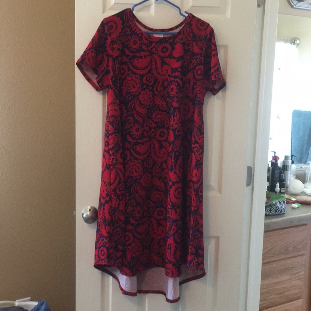 LuLaRoe Carly Large Red And Royal Blue